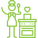 Local chef preparing food icon highlighting Meal Village's fresh, home-cooked Thanksgiving meals