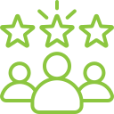 Stars and people icon highlighting 14,000 happy customers who ordered Thanksgiving dinners from Meal Village