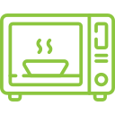 Microwave icon symbolizing Thanksgiving meals ready to heat and eat in just 2 minutes