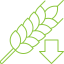 Icon of a wheat symbol with a downward arrow, depicting premade low-carb Thanksgiving dinner options offered by Meal Village